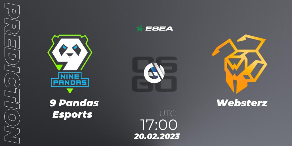 Prognose für das Spiel 9 Pandas Esports VS Websterz. 01.03.2023 at 16:00. Counter-Strike (CS2) - ESEA Season 44: Advanced Division - Europe