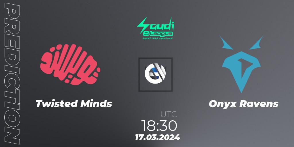 Prognose für das Spiel Twisted Minds VS Onyx Ravens. 19.03.2024 at 20:30. VALORANT - Saudi eLeague 2024: Major 1
