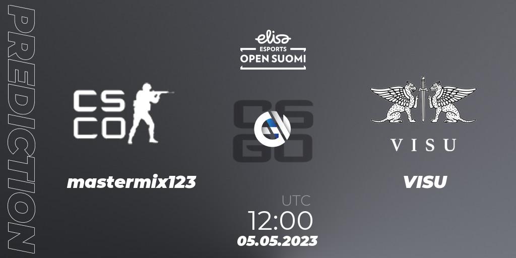 Prognose für das Spiel mastermix123 VS VISU. 05.05.23. CS2 (CS:GO) - Elisa Open Suomi Season 5