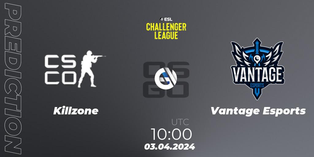 Prognose für das Spiel Killzone VS Vantage Esports. 03.04.24. CS2 (CS:GO) - ESL Challenger League Season 47: Oceania