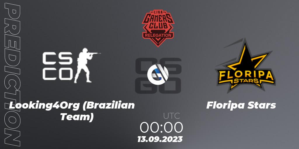 Prognose für das Spiel Looking4Org (Brazilian Team) VS Floripa Stars. 12.09.2023 at 21:00. Counter-Strike (CS2) - Gamers Club Liga Série A Relegation: September 2023