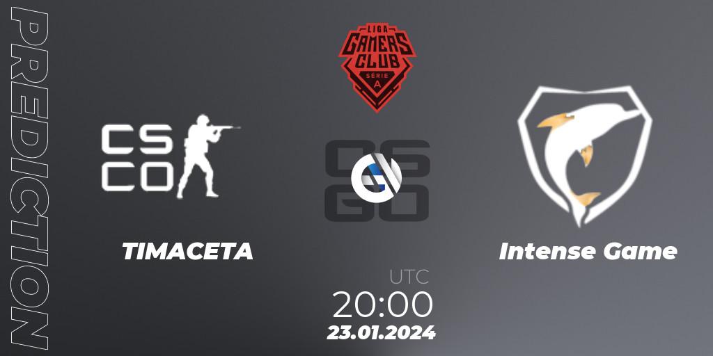 Prognose für das Spiel TIMACETA VS Intense Game. 23.01.24. CS2 (CS:GO) - Gamers Club Liga Série A: January 2024