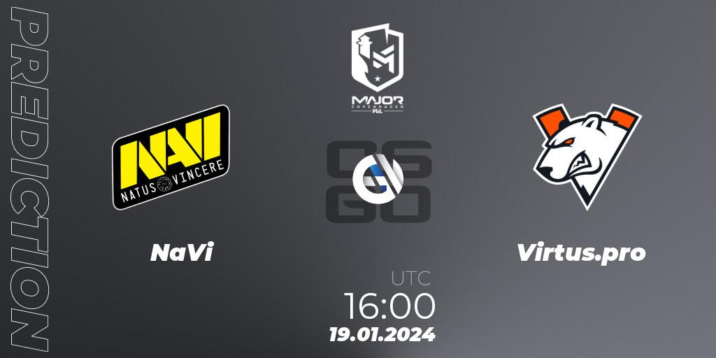Prognose für das Spiel NaVi VS Virtus.pro. 19.01.24. CS2 (CS:GO) - PGL CS2 Major Copenhagen 2024 Europe RMR Closed Qualifier