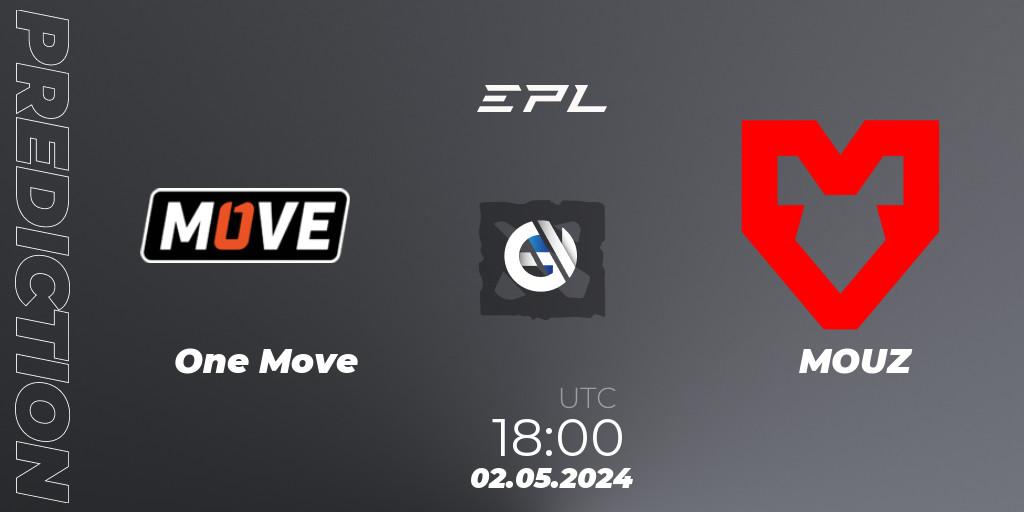 Prognose für das Spiel One Move VS MOUZ. 02.05.2024 at 18:15. Dota 2 - European Pro League Season 18