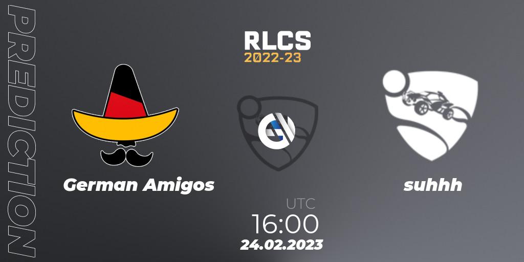 Prognose für das Spiel German Amigos VS suhhh. 24.02.2023 at 16:00. Rocket League - RLCS 2022-23 - Winter: Europe Regional 3 - Winter Invitational