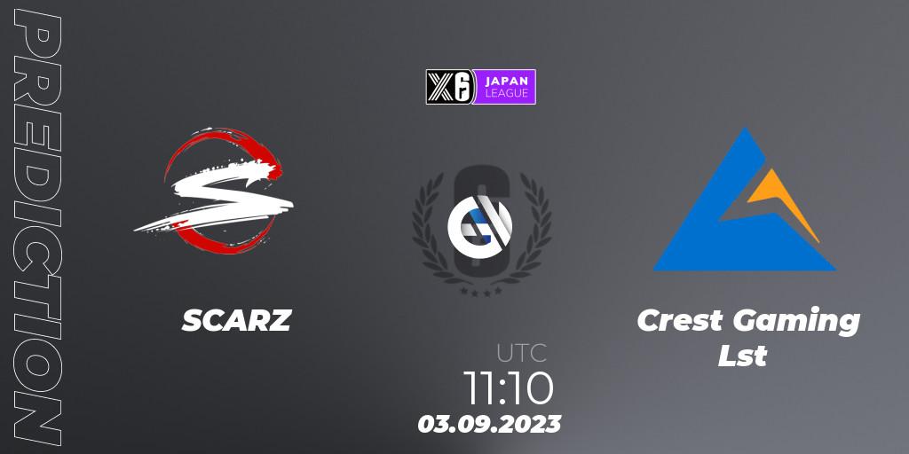Prognose für das Spiel SCARZ VS Crest Gaming Lst. 03.09.2023 at 11:10. Rainbow Six - Japan League 2023 - Stage 2
