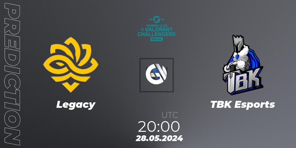 Prognose für das Spiel Legacy VS TBK Esports. 28.05.2024 at 20:00. VALORANT - VALORANT Challengers 2024 Brazil: Split 2