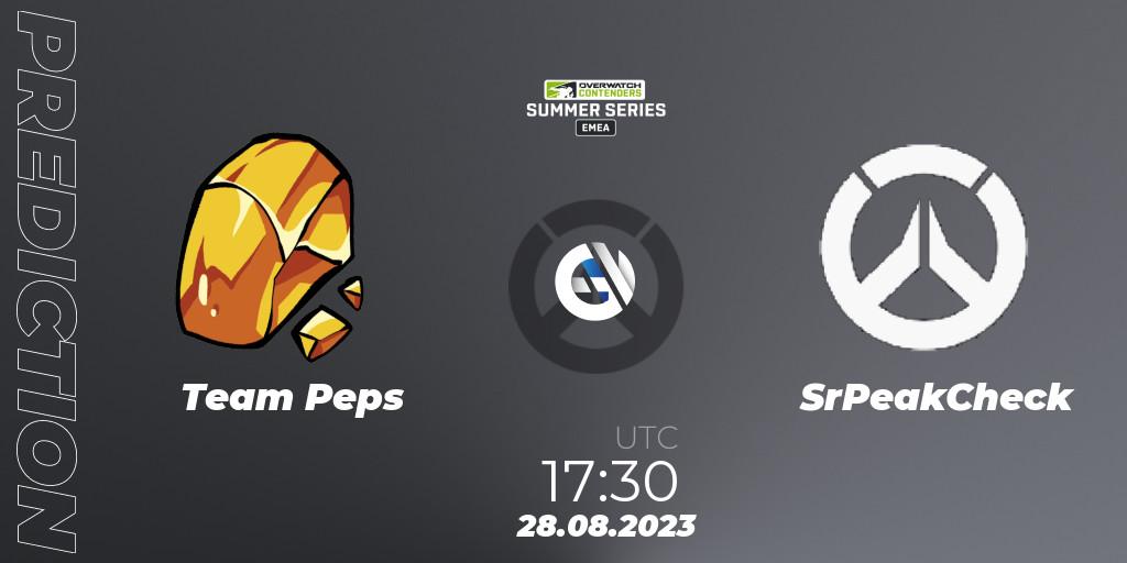 Prognose für das Spiel Team Peps VS SrPeakCheck. 28.08.2023 at 17:30. Overwatch - Overwatch Contenders 2023 Summer Series: Europe