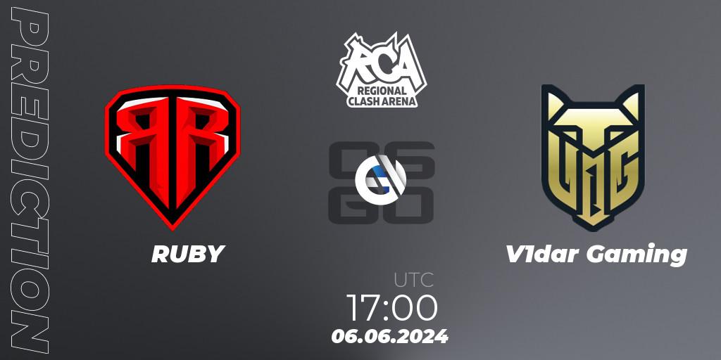 Prognose für das Spiel RUBY VS V1dar Gaming. 06.06.2024 at 17:00. Counter-Strike (CS2) - Regional Clash Arena CIS
