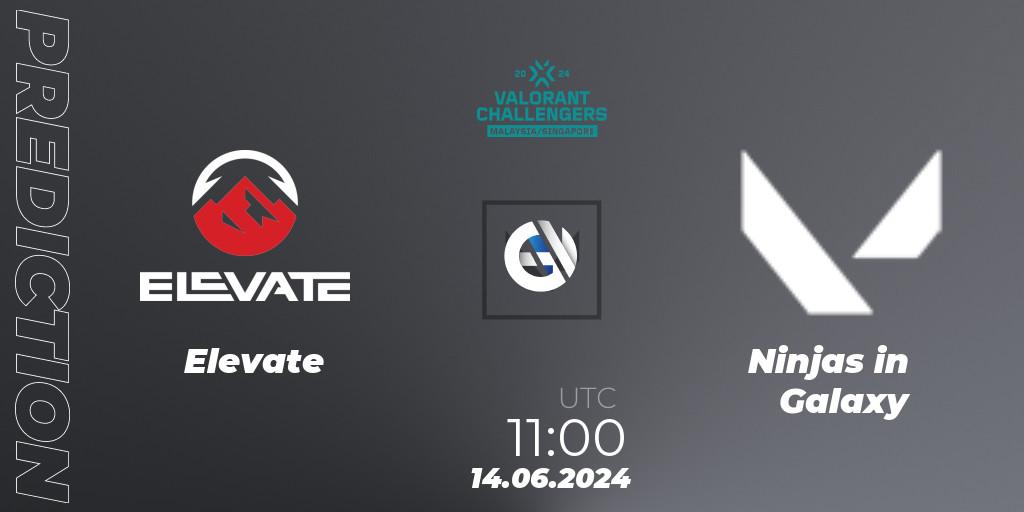 Prognose für das Spiel Elevate VS Ninjas in Galaxy. 14.06.2024 at 11:00. VALORANT - VALORANT Challengers 2024 Malaysia and Singapore: Split 2