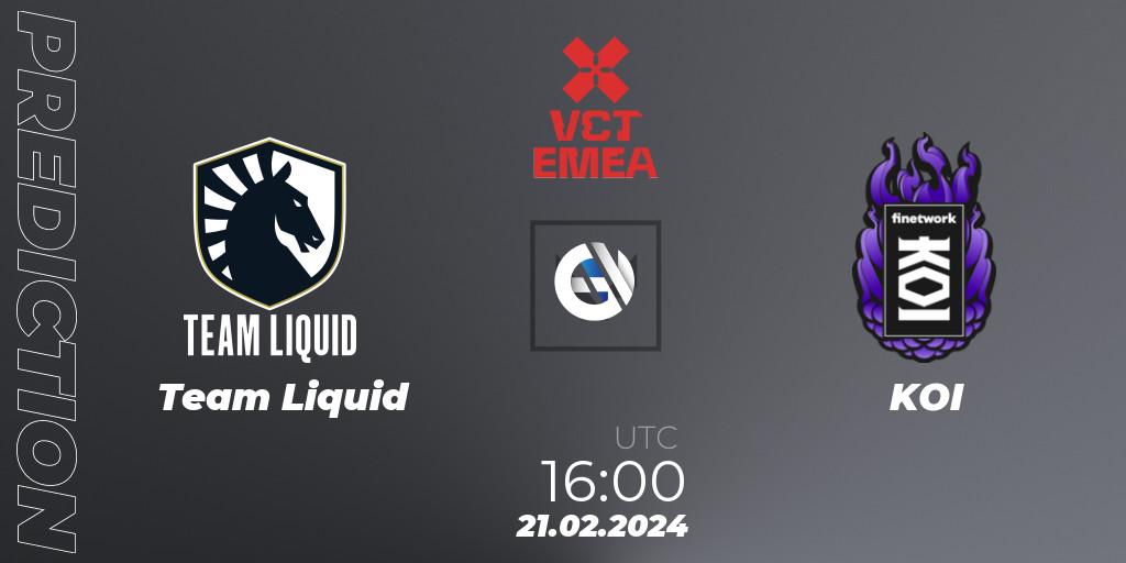 Prognose für das Spiel Team Liquid VS KOI. 21.02.24. VALORANT - VCT 2024: EMEA Kickoff