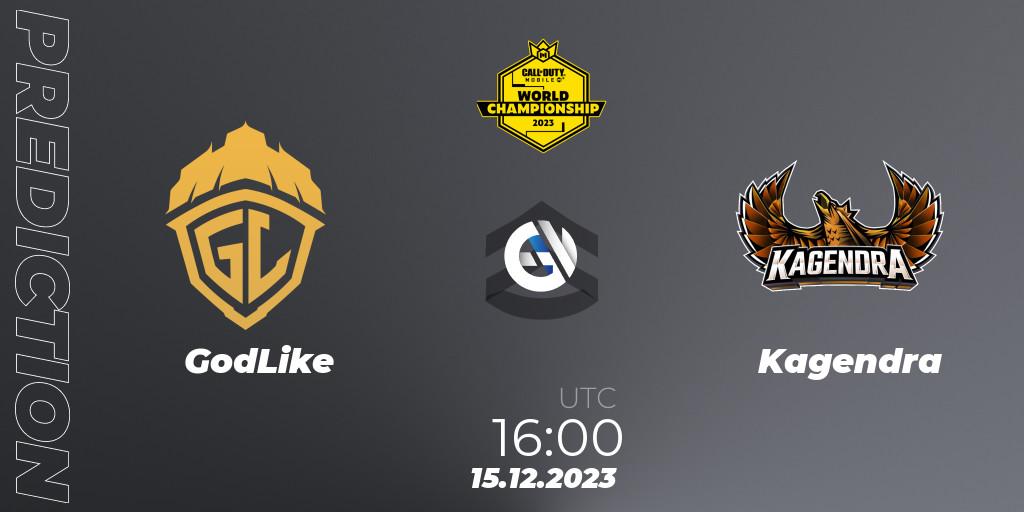 Prognose für das Spiel GodLike VS Kagendra. 15.12.2023 at 16:15. Call of Duty - CODM World Championship 2023