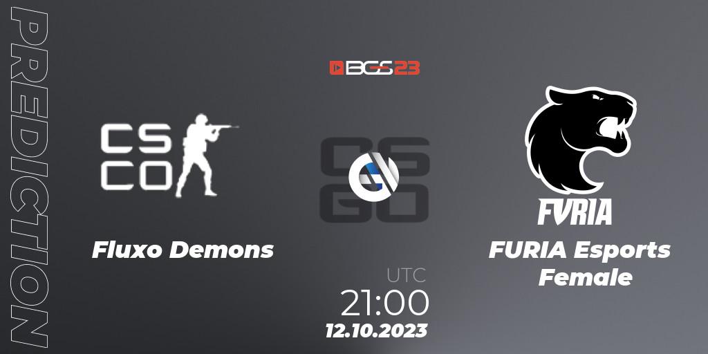 Prognose für das Spiel Fluxo Demons VS FURIA Esports Female. 12.10.2023 at 21:00. Counter-Strike (CS2) - BGS Esports 2023 Female
