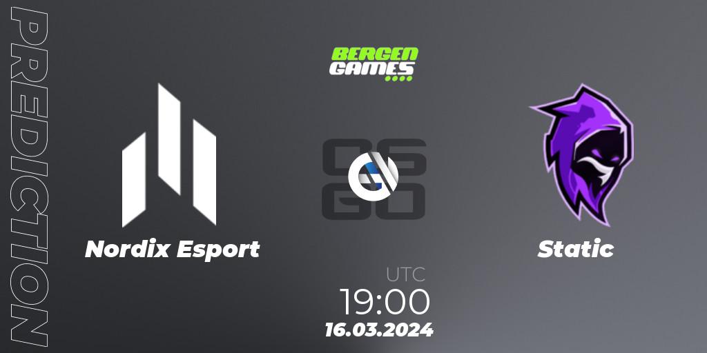 Prognose für das Spiel Nordix Esport VS Static. 16.03.24. CS2 (CS:GO) - Bergen Games 2024: Online Stage
