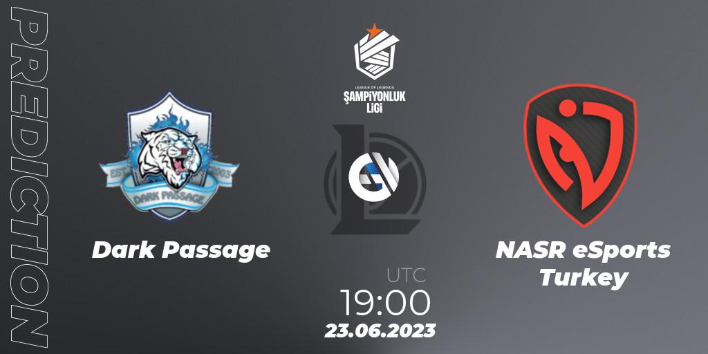 Prognose für das Spiel Dark Passage VS NASR eSports Turkey. 23.06.2023 at 19:00. LoL - TCL Summer 2023 - Group Stage