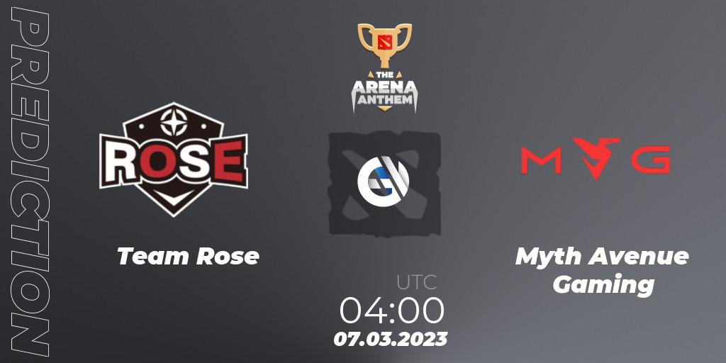 Prognose für das Spiel Team Rose VS Myth Avenue Gaming. 07.03.2023 at 04:27. Dota 2 - The Arena Anthem