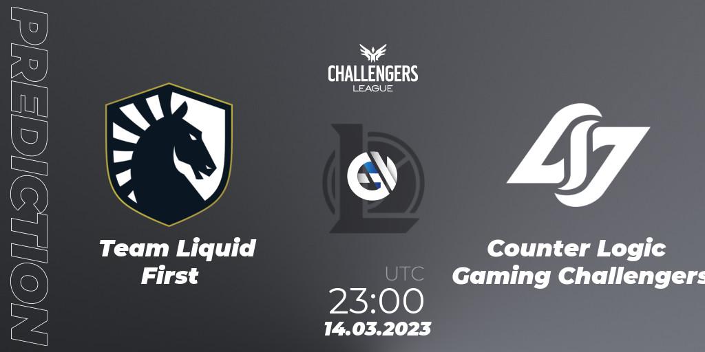 Prognose für das Spiel Team Liquid First VS Counter Logic Gaming Challengers. 14.03.23. LoL - NACL 2023 Spring - Playoffs