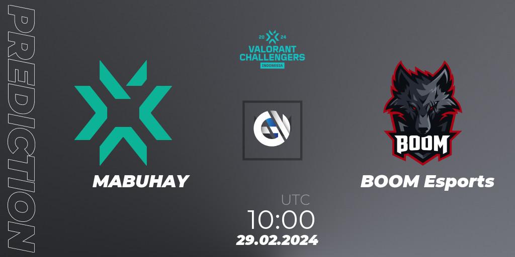 Prognose für das Spiel MABUHAY VS BOOM Esports. 29.02.24. VALORANT - VALORANT Challengers Indonesia 2024: Split 1