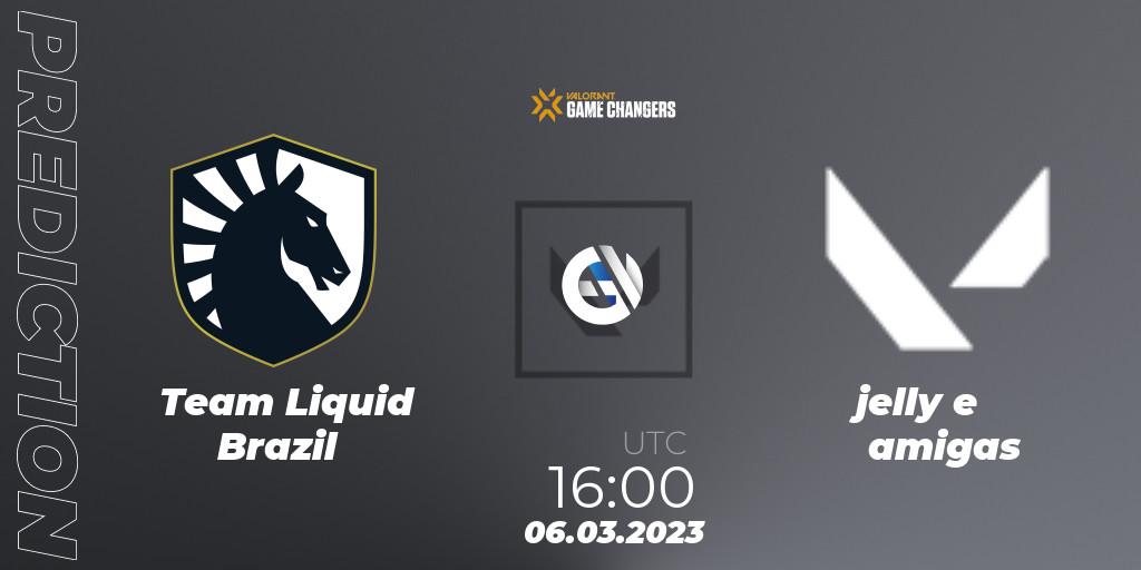 Prognose für das Spiel Team Liquid Brazil VS jelly e amigas. 06.03.2023 at 21:00. VALORANT - VCT 2023: Game Changers Brazil Series 1 - Qualifier 3