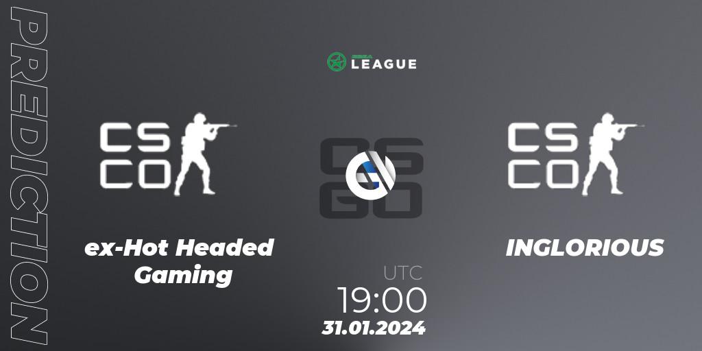 Prognose für das Spiel ex-Hot Headed Gaming VS INGLORIOUS. 01.02.2024 at 15:00. Counter-Strike (CS2) - ESEA Season 48: Advanced Division - Europe