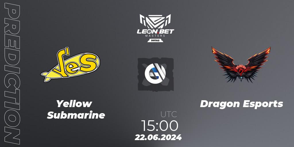 Prognose für das Spiel Yellow Submarine VS Dragon Esports. 22.06.2024 at 15:30. Dota 2 - Leon Masters #1