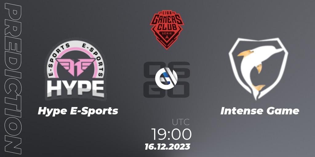 Prognose für das Spiel Hype E-Sports VS Intense Game. 16.12.2023 at 19:00. Counter-Strike (CS2) - Gamers Club Liga Série A: December 2023