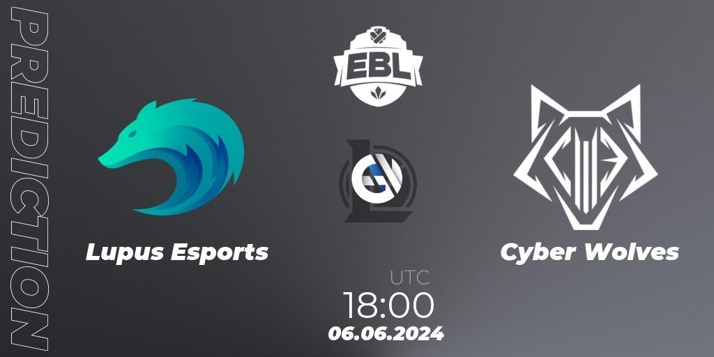 Prognose für das Spiel Lupus Esports VS Cyber Wolves. 06.06.2024 at 18:00. LoL - Esports Balkan League Season 15