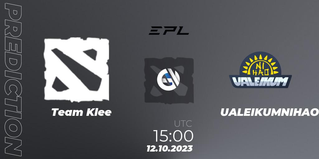 Prognose für das Spiel Team Klee VS UALEIKUMNIHAO. 12.10.23. Dota 2 - European Pro League Season 13