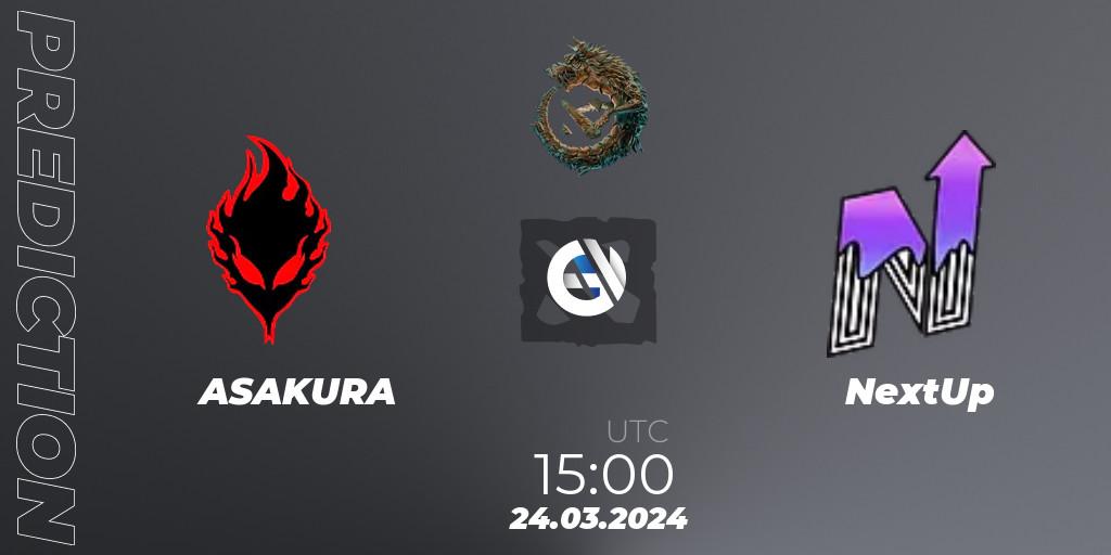 Prognose für das Spiel ASAKURA VS NextUp. 24.03.24. Dota 2 - PGL Wallachia Season 1: Eastern Europe Open Qualifier #2