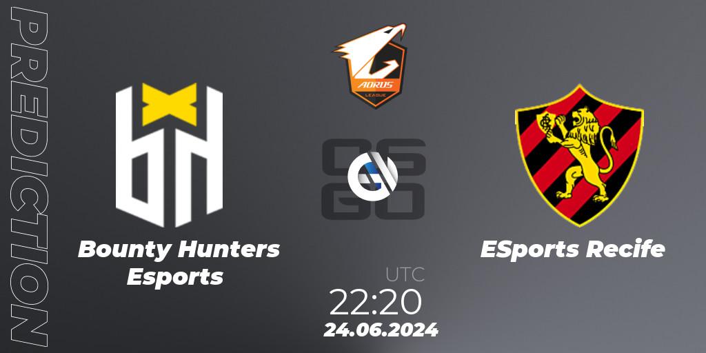 Prognose für das Spiel Bounty Hunters Esports VS ESports Recife. 24.06.2024 at 22:20. Counter-Strike (CS2) - Aorus League 2024 Season 1: Brazil