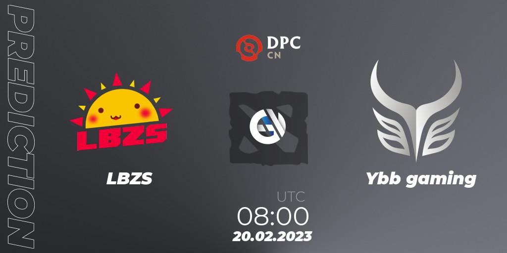 Prognose für das Spiel LBZS VS Ybb gaming. 20.02.23. Dota 2 - DPC 2022/2023 Winter Tour 1: CN Division II (Lower)