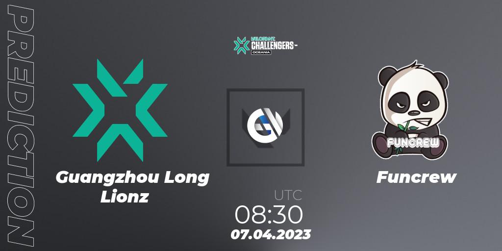 Prognose für das Spiel Guangzhou Long Lionz VS Funcrew. 07.04.2023 at 08:30. VALORANT - VALORANT Challengers 2023: Oceania Split 2 - Group Stage