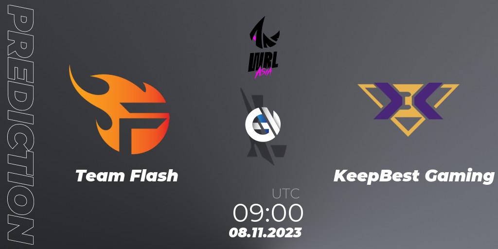 Prognose für das Spiel Team Flash VS KeepBest Gaming. 08.11.2023 at 09:15. Wild Rift - WRL Asia 2023 - Season 2 - Regular Season