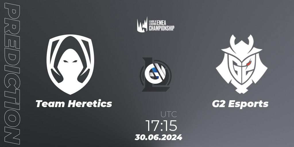 Prognose für das Spiel Team Heretics VS G2 Esports. 30.06.2024 at 17:15. LoL - LEC Summer 2024 - Regular Season