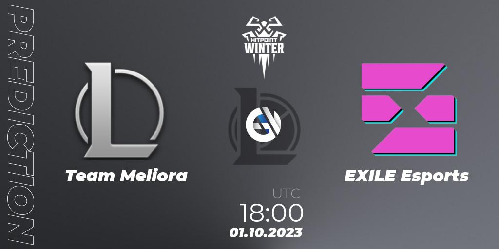 Prognose für das Spiel Team Meliora VS EXILE Esports. 01.10.2023 at 18:00. LoL - Hitpoint Masters Winter 2023 - Group Stage