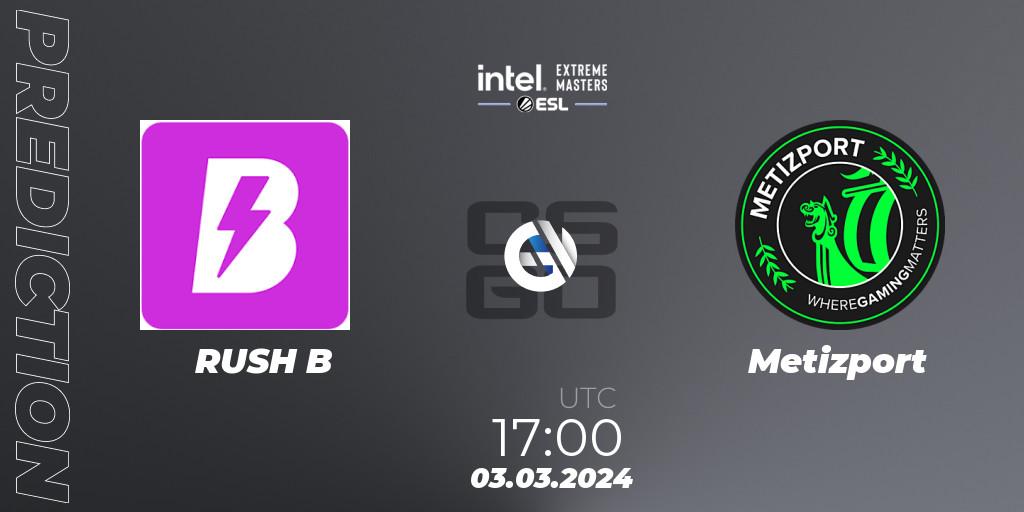 Prognose für das Spiel RUSH B VS Metizport. 03.03.24. CS2 (CS:GO) - Intel Extreme Masters Dallas 2024: European Open Qualifier #1