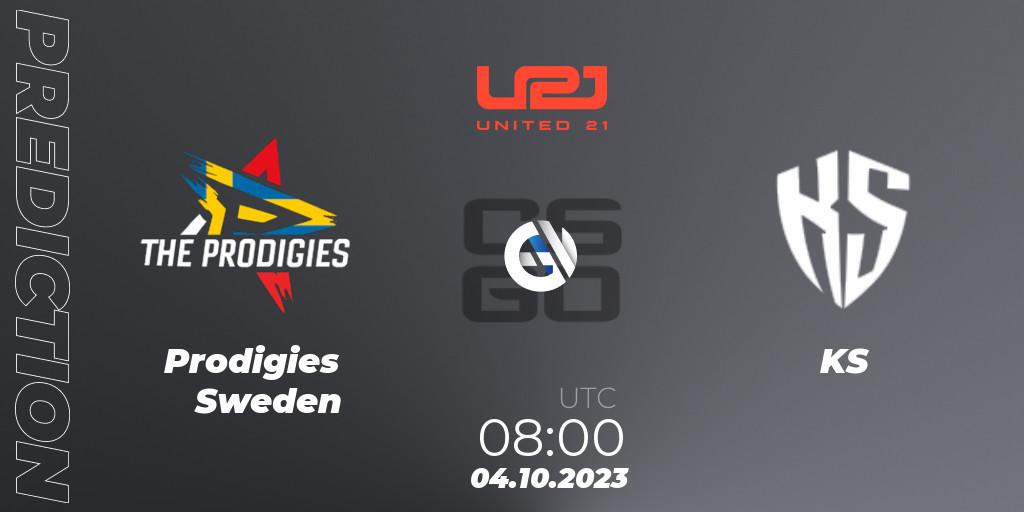 Prognose für das Spiel Prodigies Sweden VS KS. 04.10.2023 at 12:30. Counter-Strike (CS2) - United21 Season 6