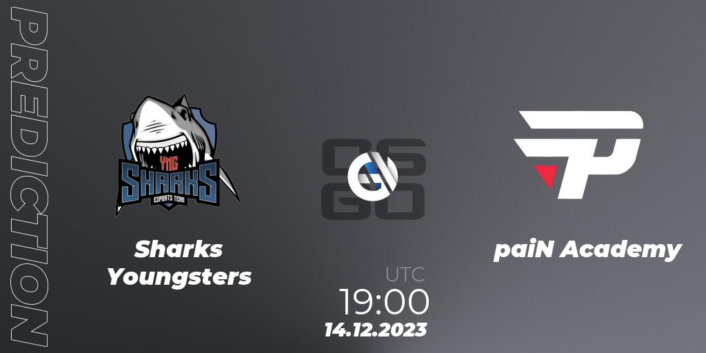 Prognose für das Spiel Sharks Youngsters VS paiN Academy. 14.12.2023 at 19:00. Counter-Strike (CS2) - Gamers Club Liga Série A: December 2023