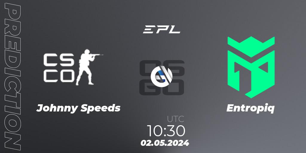 Prognose für das Spiel Johnny Speeds VS Entropiq. 02.05.2024 at 10:30. Counter-Strike (CS2) - European Pro League Season 17: Division 2