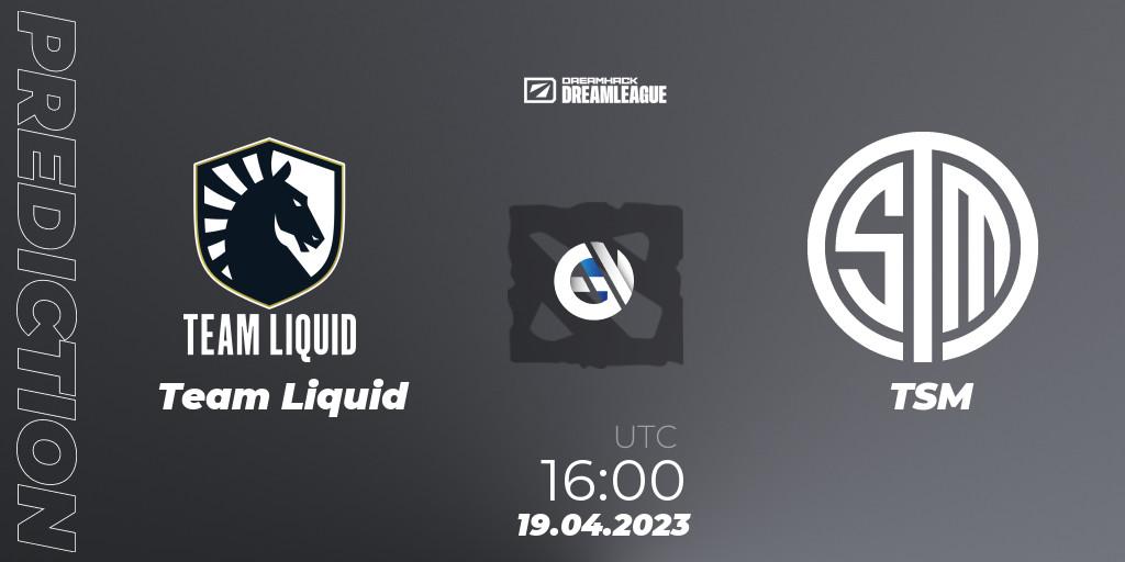 Prognose für das Spiel Team Liquid VS TSM. 19.04.23. Dota 2 - DreamLeague Season 19 - Group Stage 2