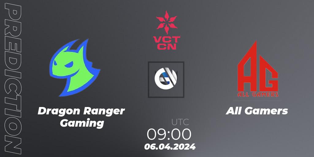 Prognose für das Spiel Dragon Ranger Gaming VS All Gamers. 06.04.24. VALORANT - VALORANT Champions Tour China 2024: Stage 1 - Group Stage