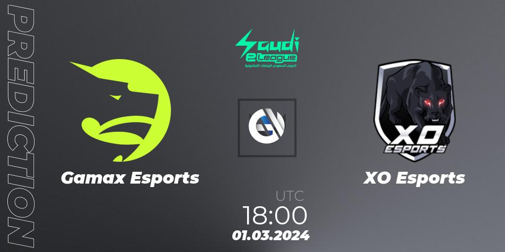 Prognose für das Spiel Gamax Esports VS XO Esports. 01.03.2024 at 18:00. VALORANT - Saudi eLeague 2024: Major 1