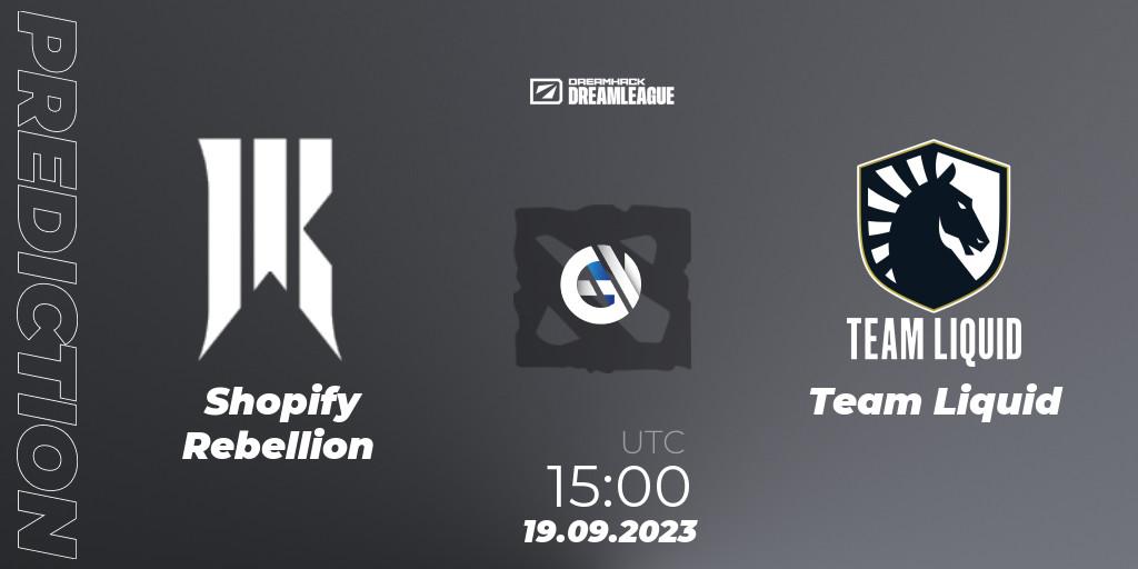Prognose für das Spiel Shopify Rebellion VS Team Liquid. 19.09.23. Dota 2 - DreamLeague Season 21