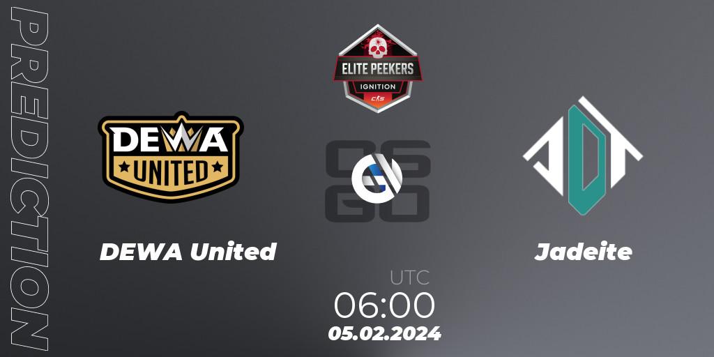Prognose für das Spiel DEWA United VS Jadeite. 04.02.2024 at 09:00. Counter-Strike (CS2) - Elite Peekers Ignition