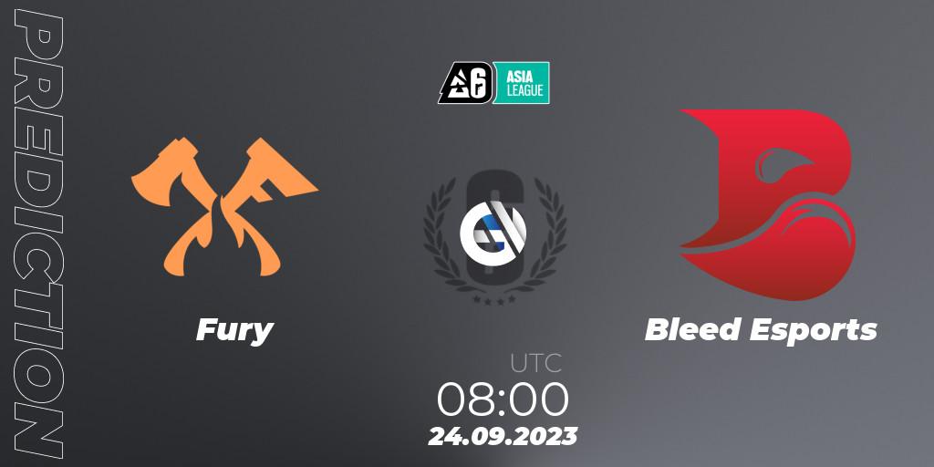 Prognose für das Spiel Fury VS Bleed Esports. 24.09.2023 at 08:00. Rainbow Six - SEA League 2023 - Stage 2