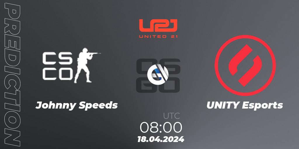 Prognose für das Spiel Johnny Speeds VS UNITY Esports. 18.04.24. CS2 (CS:GO) - United21 Season 14