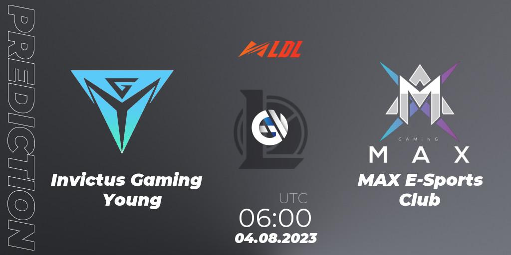 Prognose für das Spiel Invictus Gaming Young VS MAX E-Sports Club. 04.08.2023 at 06:00. LoL - LDL 2023 - Playoffs