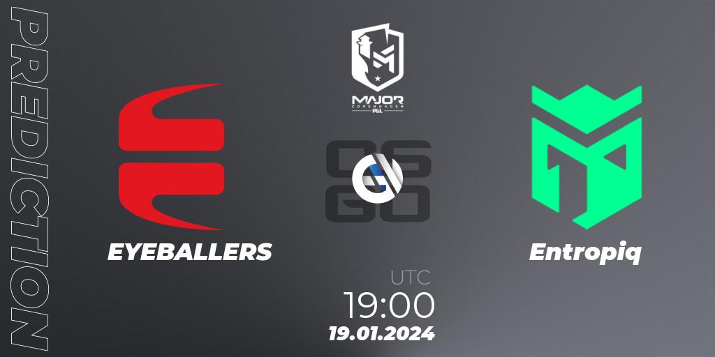 Prognose für das Spiel EYEBALLERS VS Entropiq. 19.01.2024 at 19:00. Counter-Strike (CS2) - PGL CS2 Major Copenhagen 2024: European Qualifier B