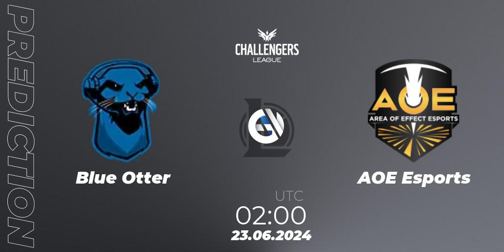 Prognose für das Spiel Blue Otter VS AOE Esports. 23.06.2024 at 02:00. LoL - NACL Summer 2024 - Group Stage