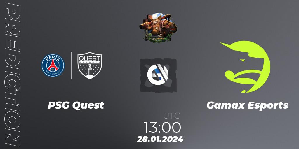 Prognose für das Spiel PSG Quest VS Gamax Esports. 28.01.2024 at 13:00. Dota 2 - ESL One Birmingham 2024: MENA Closed Qualifier